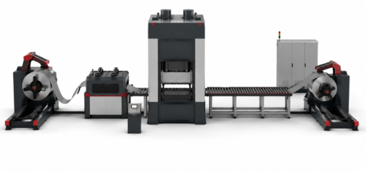 Integrated perforated metal production line with servo feeding system for architectural panels and industrial filtration